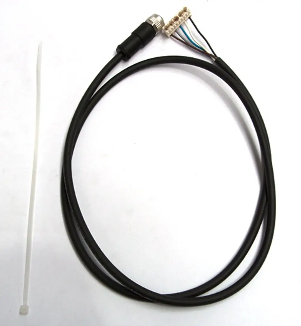 Kabel mit einem runden Stecker an einem Ende und offenen Drähten am anderen Ende, geeignet für den Anschluss an DAIKIN-Systeme, darunter ein Kabelbinder.